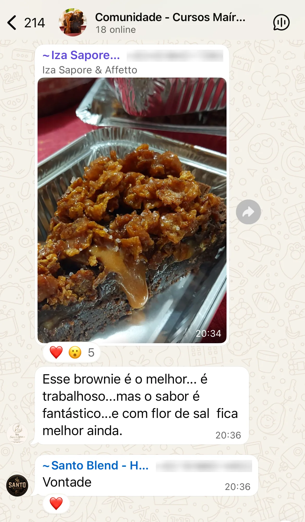 Print da comunidade exclusiva de alunos no WhatsApp
