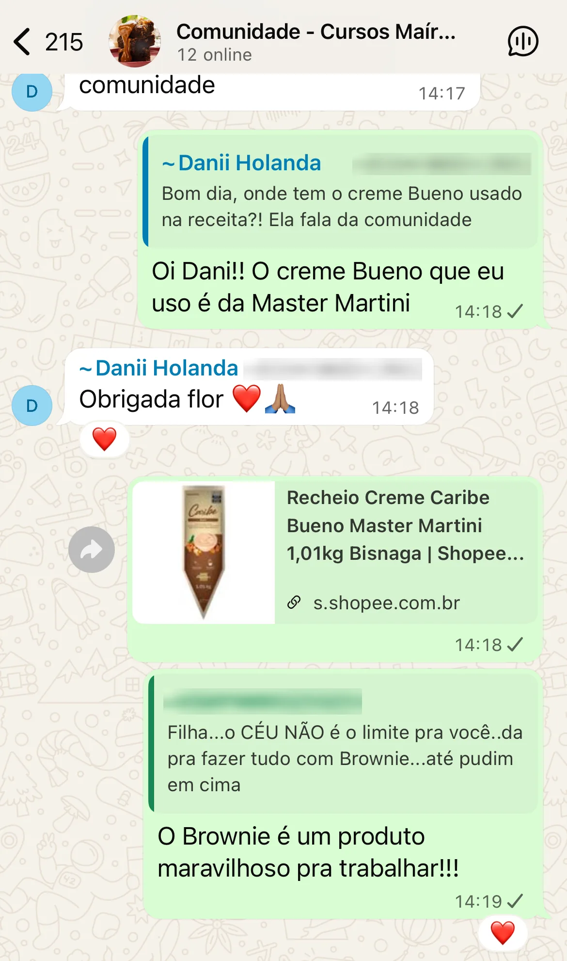 Print da comunidade exclusiva de alunos no WhatsApp