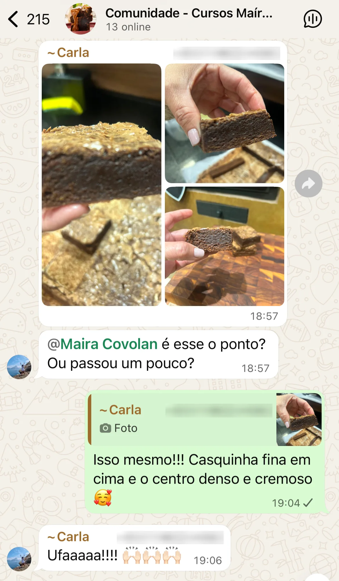 Print da comunidade exclusiva de alunos no WhatsApp