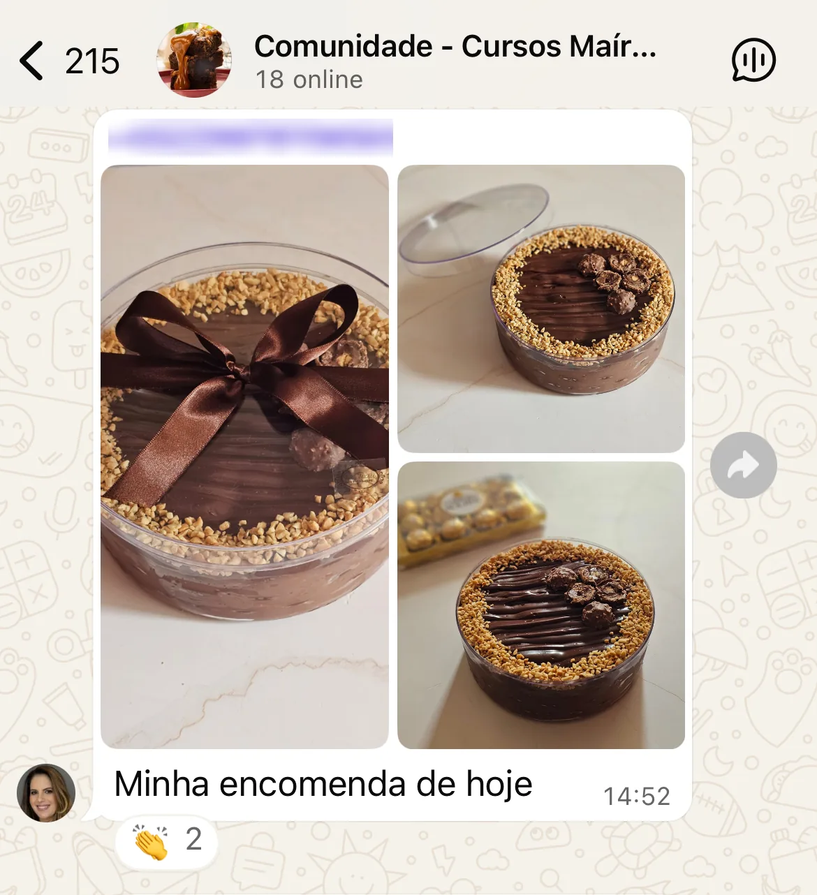 Print da comunidade exclusiva de alunos no WhatsApp