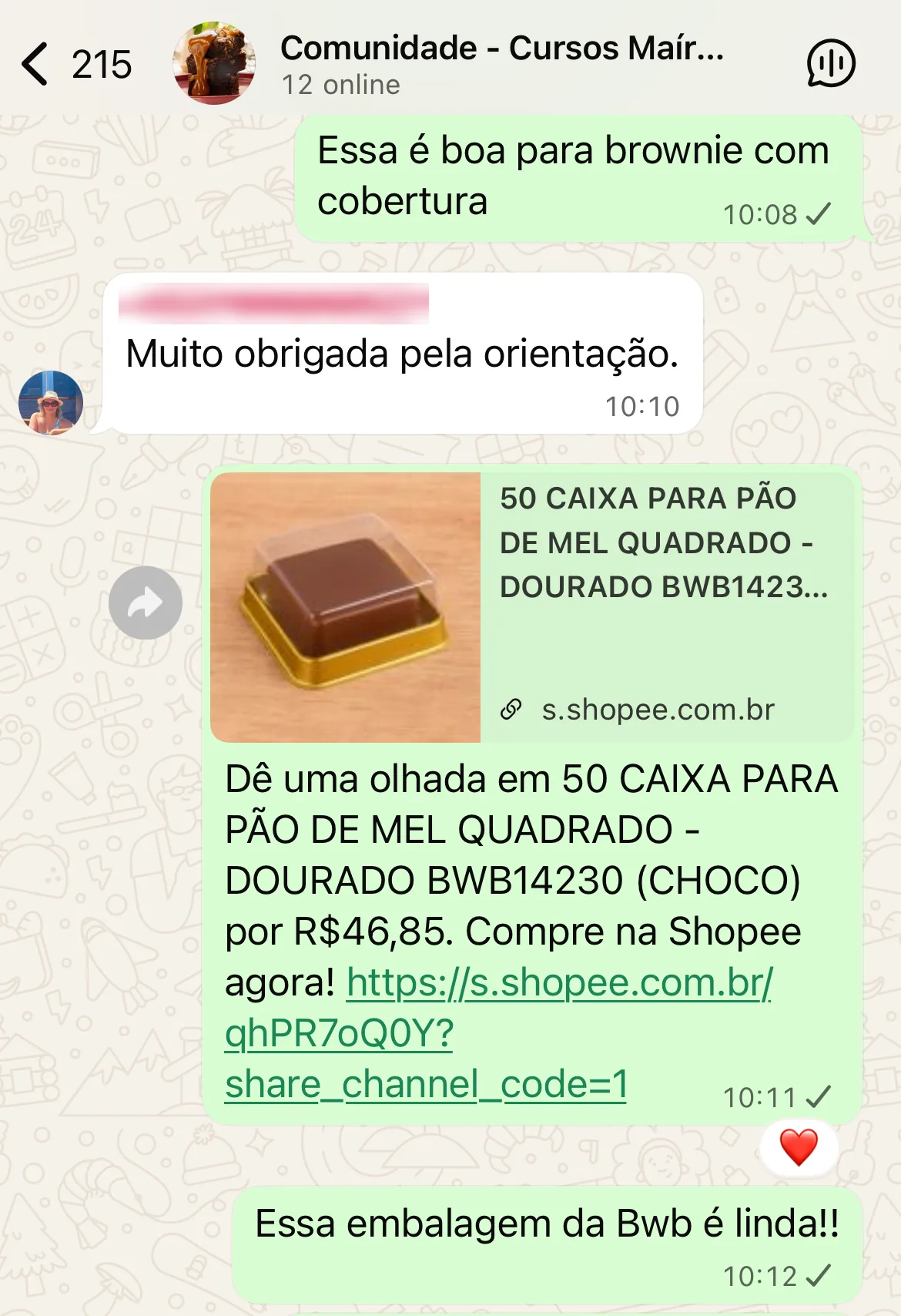 Print da comunidade exclusiva de alunos no WhatsApp