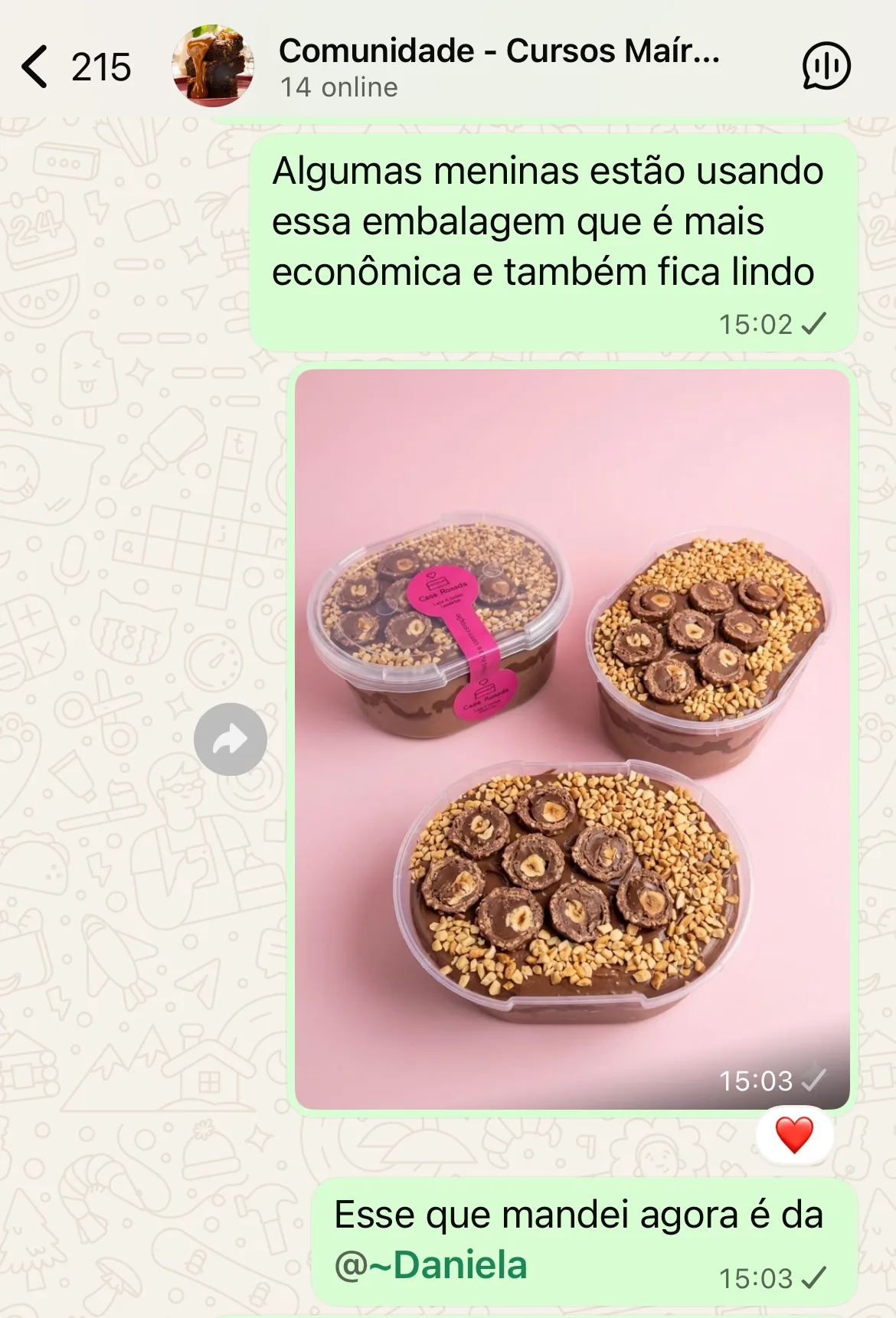 Print da comunidade exclusiva de alunos no WhatsApp