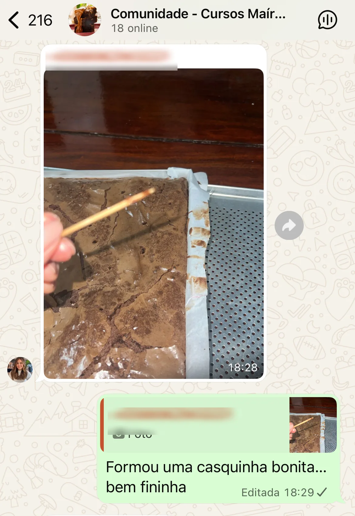 Print da comunidade exclusiva de alunos no WhatsApp