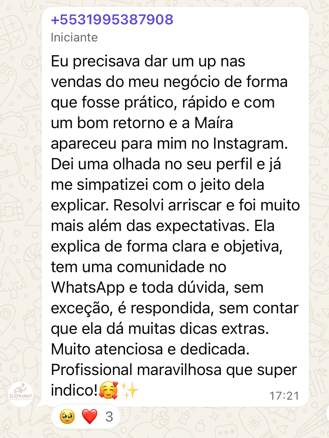 Depoimento de aluna de outro método da Maíra Covolan
